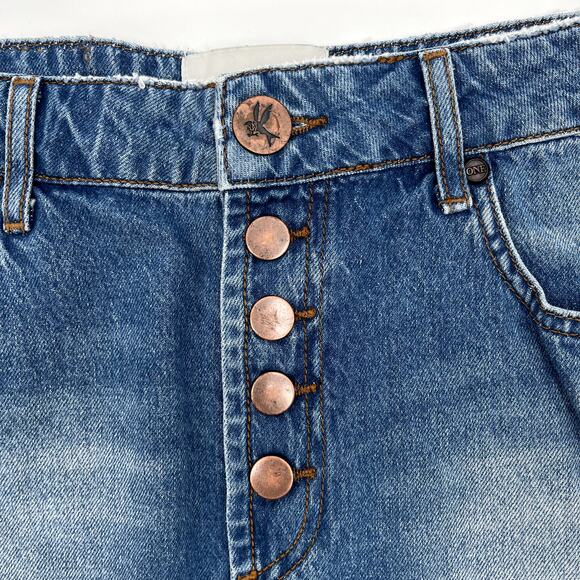 One Teaspoon Outlaws Shorts Size 26‎ Cutoff 100% Cotton Denim Light Blue Wash - Picture 13 of 15